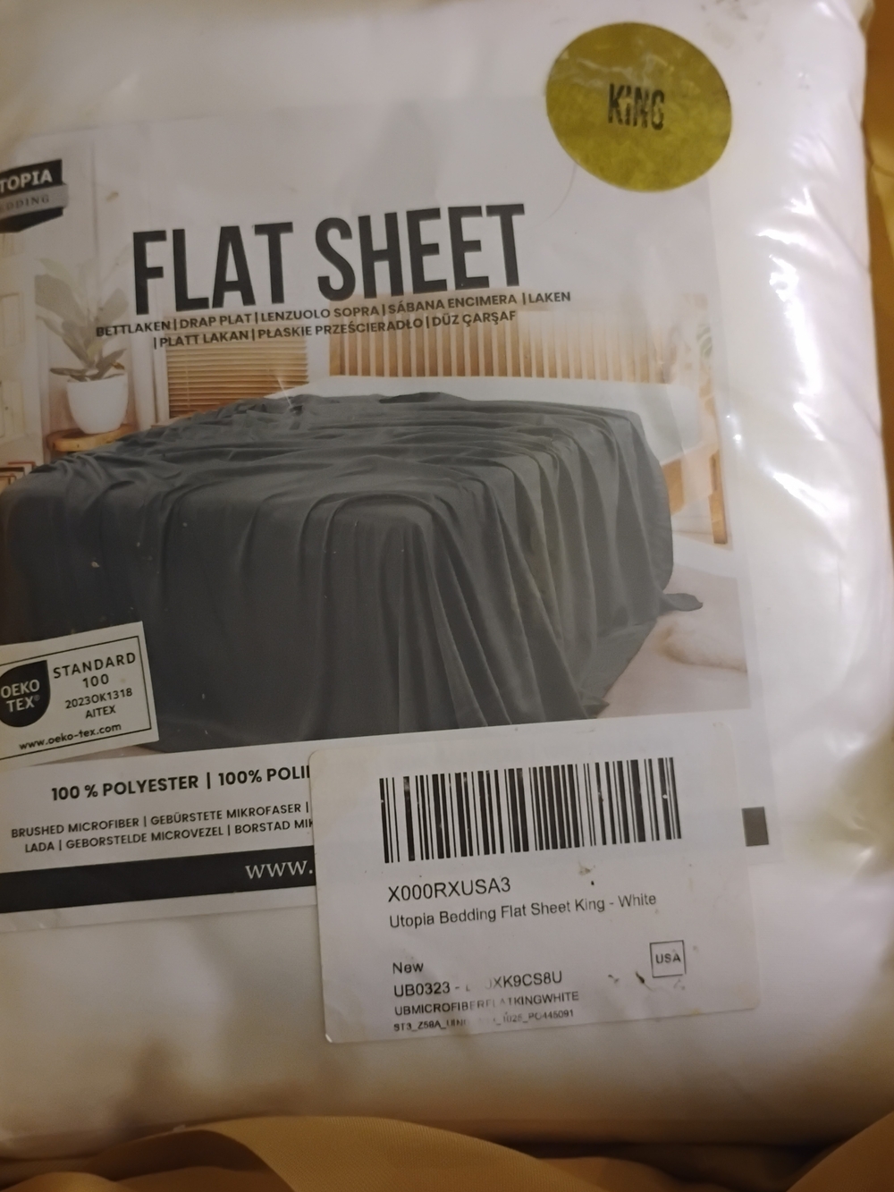 Utopia Bedding King Flat Sheet — White Brushed Microfiber